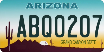 AZ license plate ABQ0207
