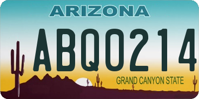 AZ license plate ABQ0214