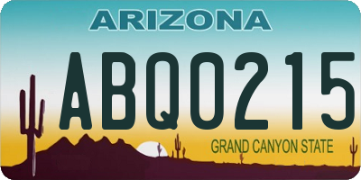 AZ license plate ABQ0215