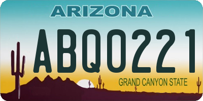 AZ license plate ABQ0221