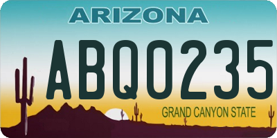 AZ license plate ABQ0235