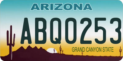 AZ license plate ABQ0253