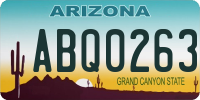 AZ license plate ABQ0263