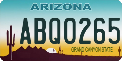 AZ license plate ABQ0265