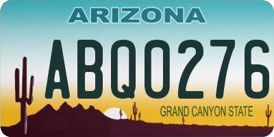 AZ license plate ABQ0276