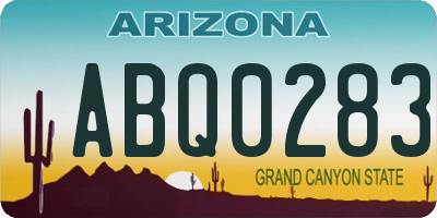 AZ license plate ABQ0283