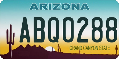 AZ license plate ABQ0288