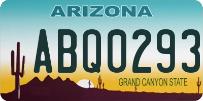 AZ license plate ABQ0293