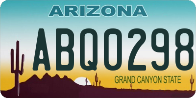 AZ license plate ABQ0298