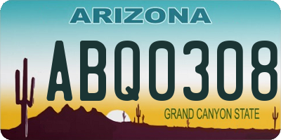 AZ license plate ABQ0308
