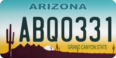 AZ license plate ABQ0331