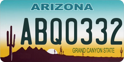 AZ license plate ABQ0332