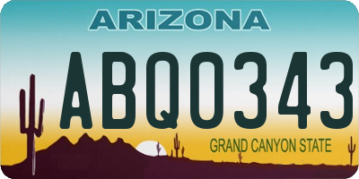 AZ license plate ABQ0343