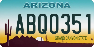 AZ license plate ABQ0351