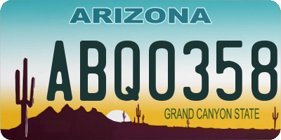 AZ license plate ABQ0358