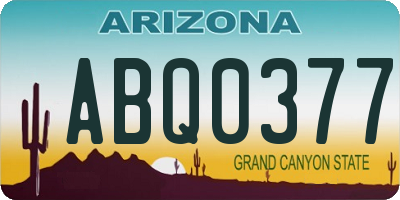 AZ license plate ABQ0377