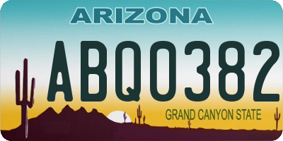 AZ license plate ABQ0382