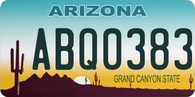AZ license plate ABQ0383