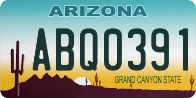 AZ license plate ABQ0391
