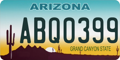 AZ license plate ABQ0399