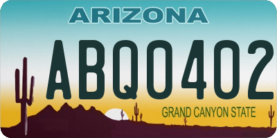 AZ license plate ABQ0402