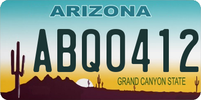 AZ license plate ABQ0412