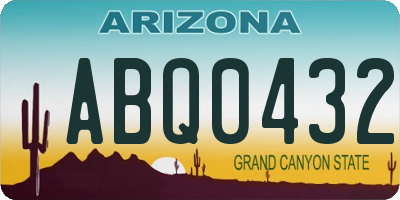 AZ license plate ABQ0432