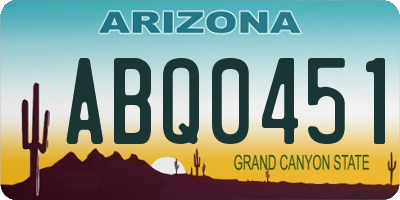 AZ license plate ABQ0451