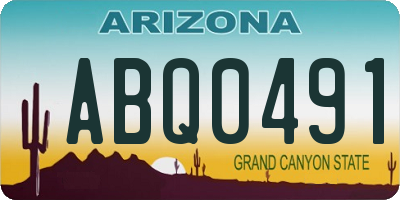 AZ license plate ABQ0491