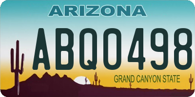 AZ license plate ABQ0498