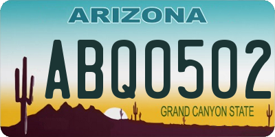AZ license plate ABQ0502
