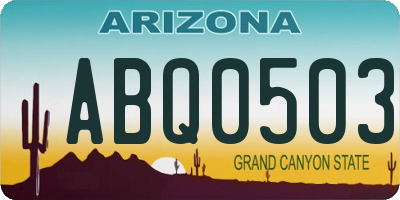 AZ license plate ABQ0503
