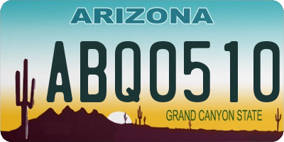 AZ license plate ABQ0510