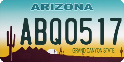 AZ license plate ABQ0517