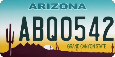 AZ license plate ABQ0542