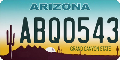 AZ license plate ABQ0543
