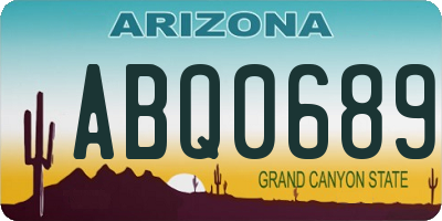 AZ license plate ABQ0689