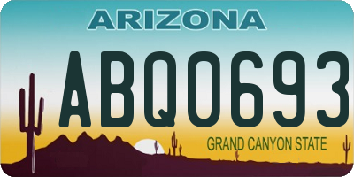 AZ license plate ABQ0693