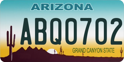 AZ license plate ABQ0702