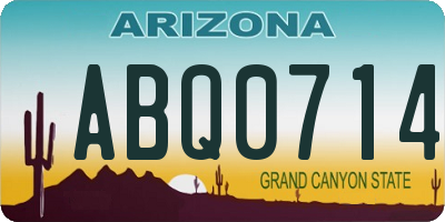 AZ license plate ABQ0714
