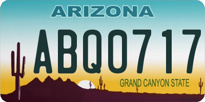 AZ license plate ABQ0717