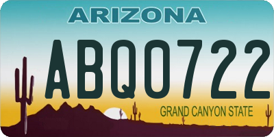 AZ license plate ABQ0722