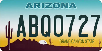 AZ license plate ABQ0727