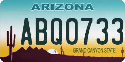 AZ license plate ABQ0733