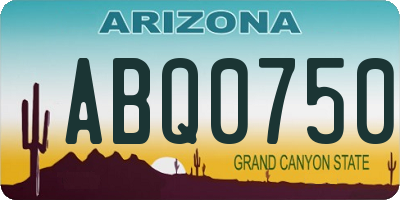 AZ license plate ABQ0750