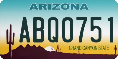 AZ license plate ABQ0751