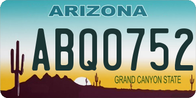 AZ license plate ABQ0752