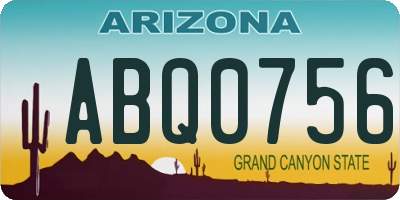 AZ license plate ABQ0756