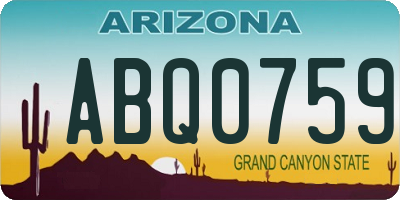 AZ license plate ABQ0759
