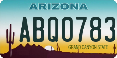 AZ license plate ABQ0783